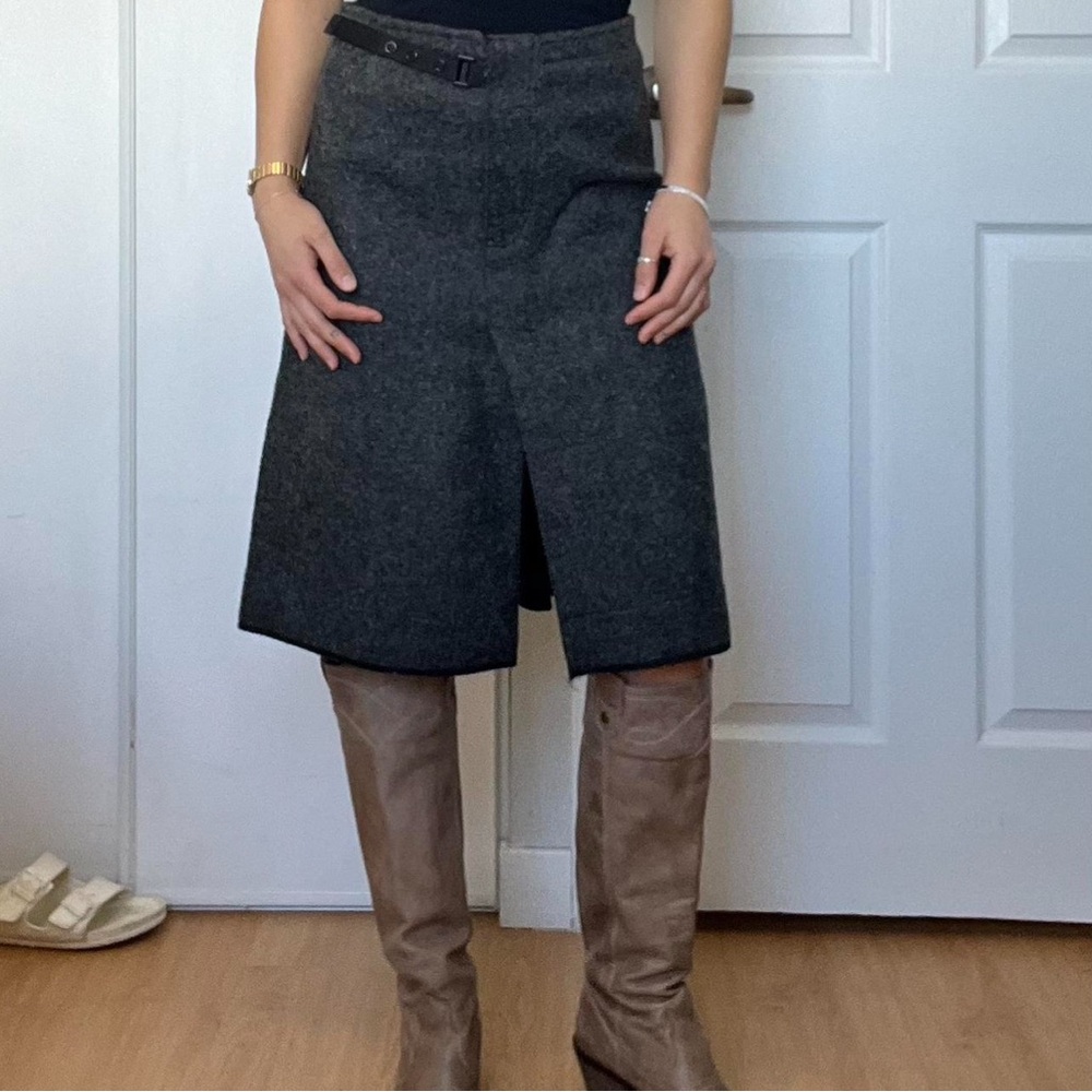 Prada Gray Knee-Length Midi Skirt with Slit